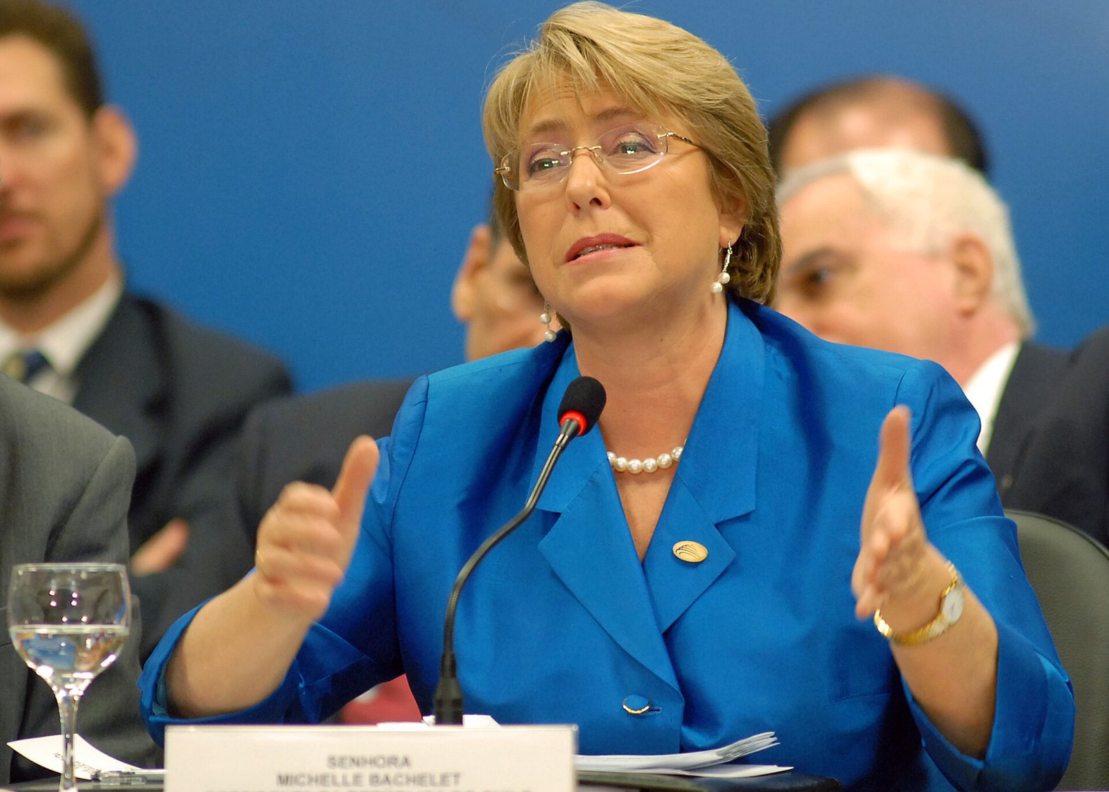 Michelle Bachelet durante una reunión oficial en Brasil.